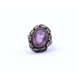 Alter Amethyst Silber Ring, 835/000, Tragespuren, RG 51, 3,5g.