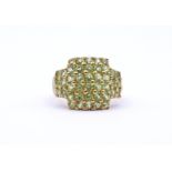 Silber Ring mit rund facc. Peridots, Sterling Silber 0.925 - vergoldet, 10,5g., RG 65