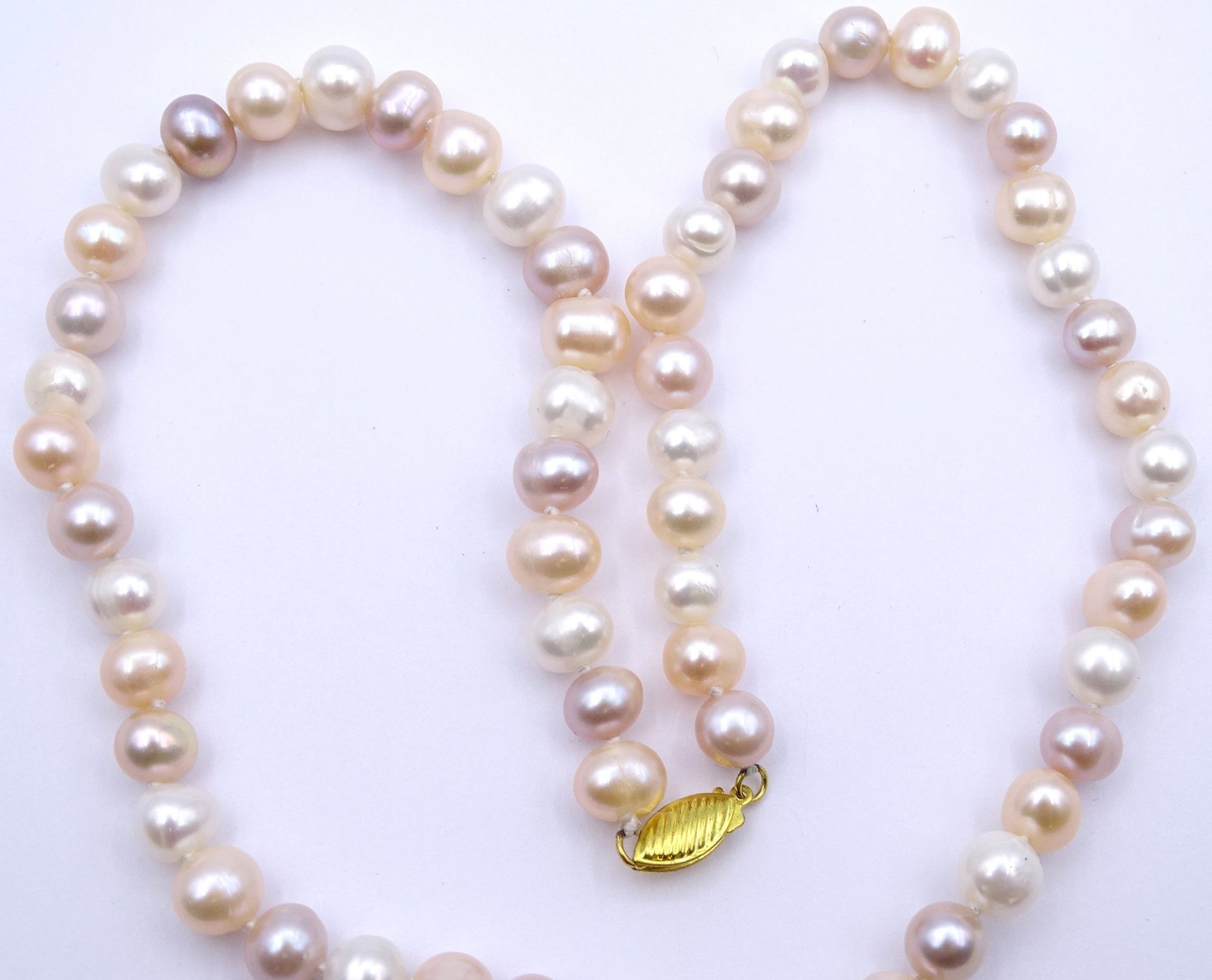 Perlen Halskette mit Steckschließe,L. 46cm, 32,6g. - Bild 2 aus 4
