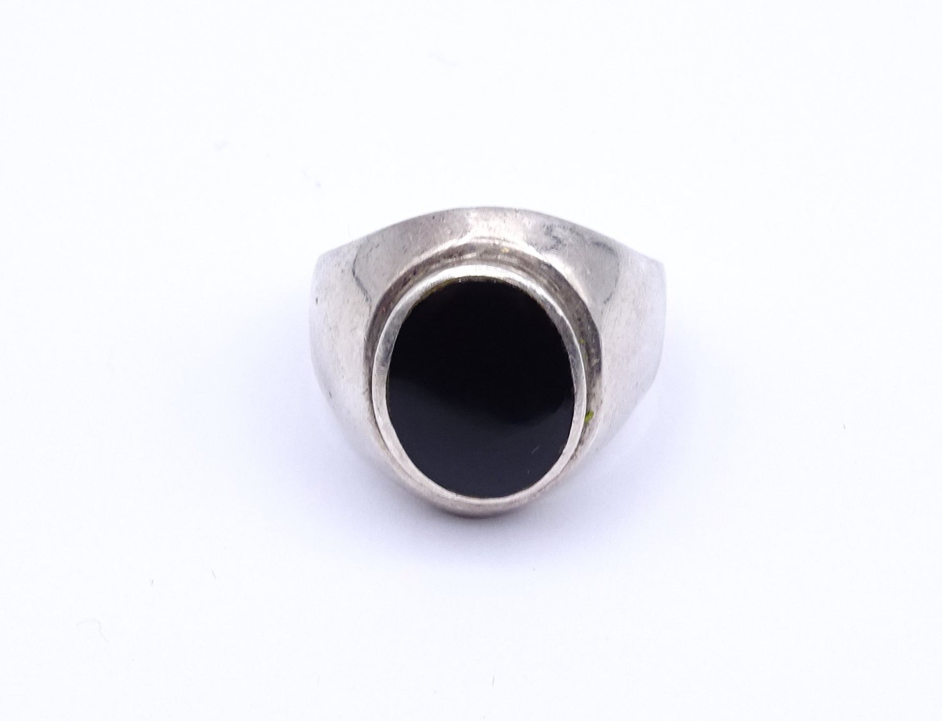 Herren Silber Ring mit Onyx, Sterling Silber 0.925, etwas verbogene Schiene, 10,2g., RG 64 - Bild 2 aus 5