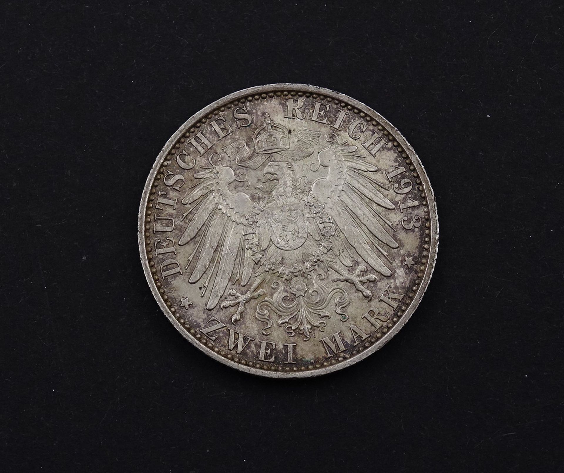 Zwei Mark 1913 Wilhelm II Deutscher Kaiser König von Preussen, 11,08g.,D. 27,9mm - Bild 2 aus 2