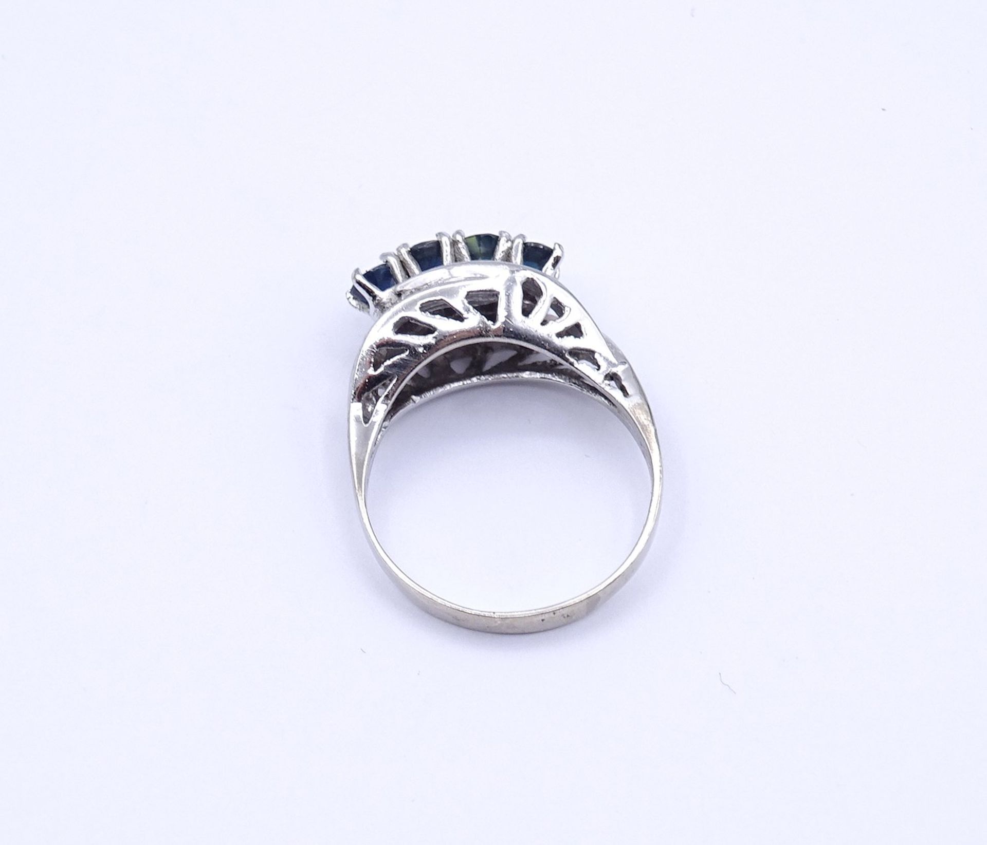 835er Silber Ring mit 4 rund facc. Saphiren, 4,6g., RG 60 - Bild 4 aus 4