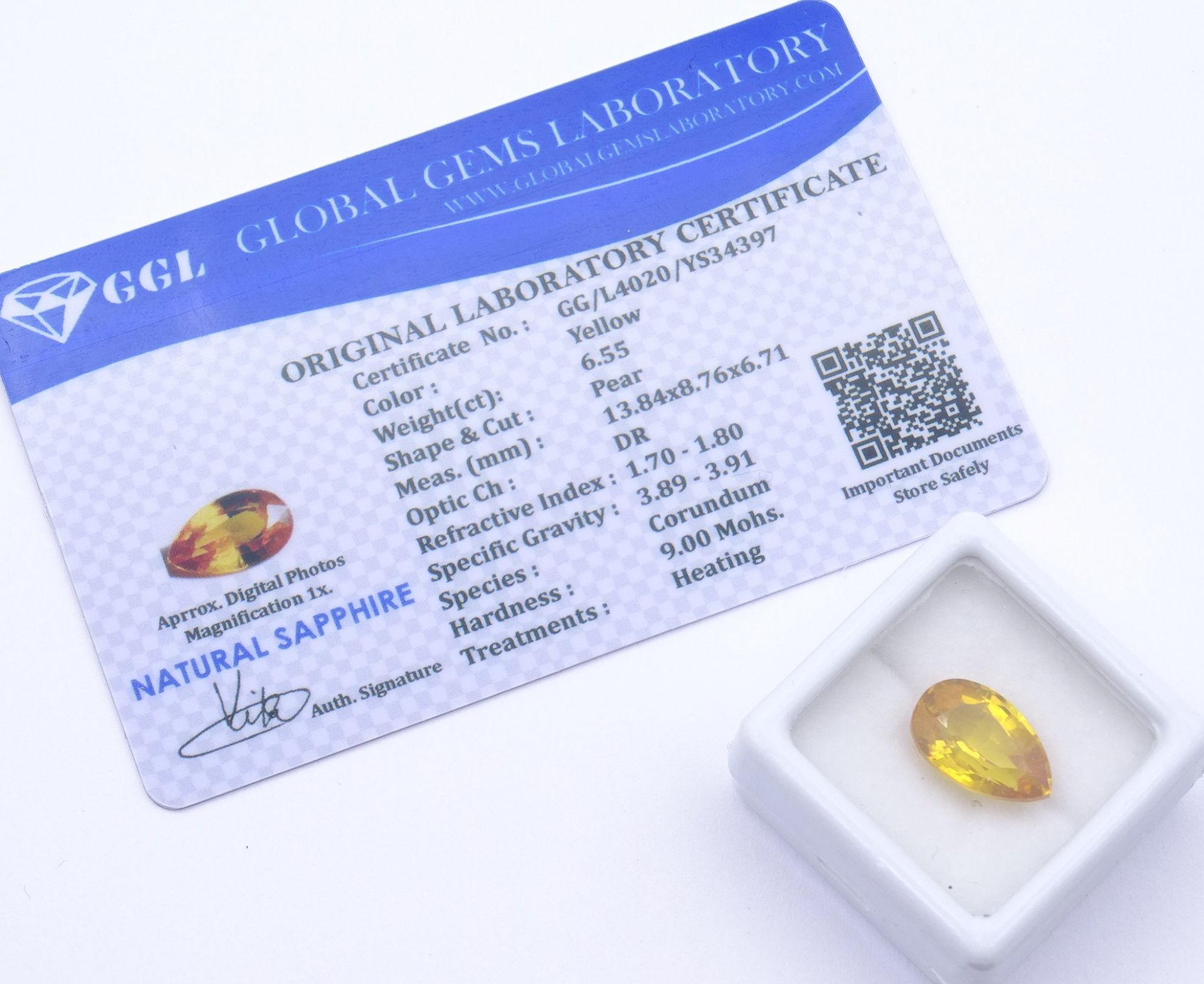 Saphir in Tropfenschliff, 6,55ct.,