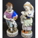 Porzellanfigur "Royal" Kinderpaar mit Tieren, handbemalt, H-16 cm,