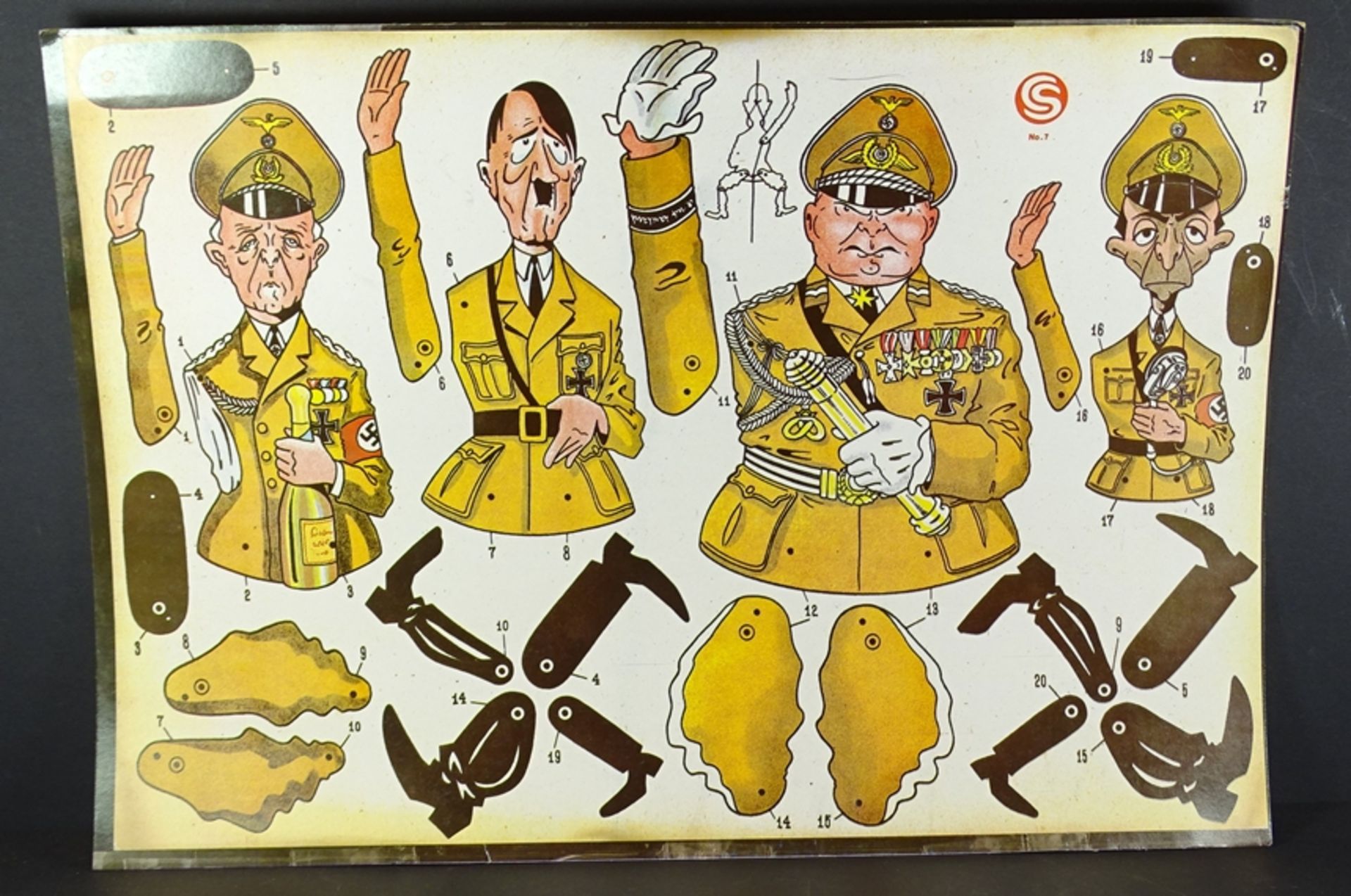 Anti Hitler Propaganda Hampelmann Scheidebogen (Pappe), (wurden im 2.WK von den Allierten in den St