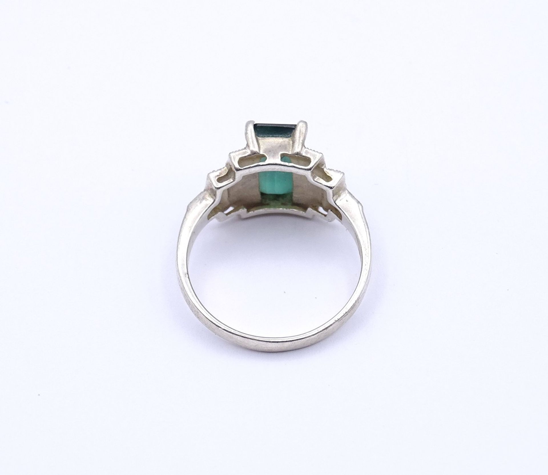 Sterling Silber Ring mit einen grünen Edelstein und Markasiten, 4,30g., RG 60 - Bild 5 aus 5