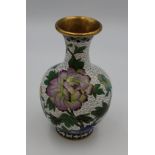 Cloisonné-Vase, florales Dekor, China, H-15cm.
