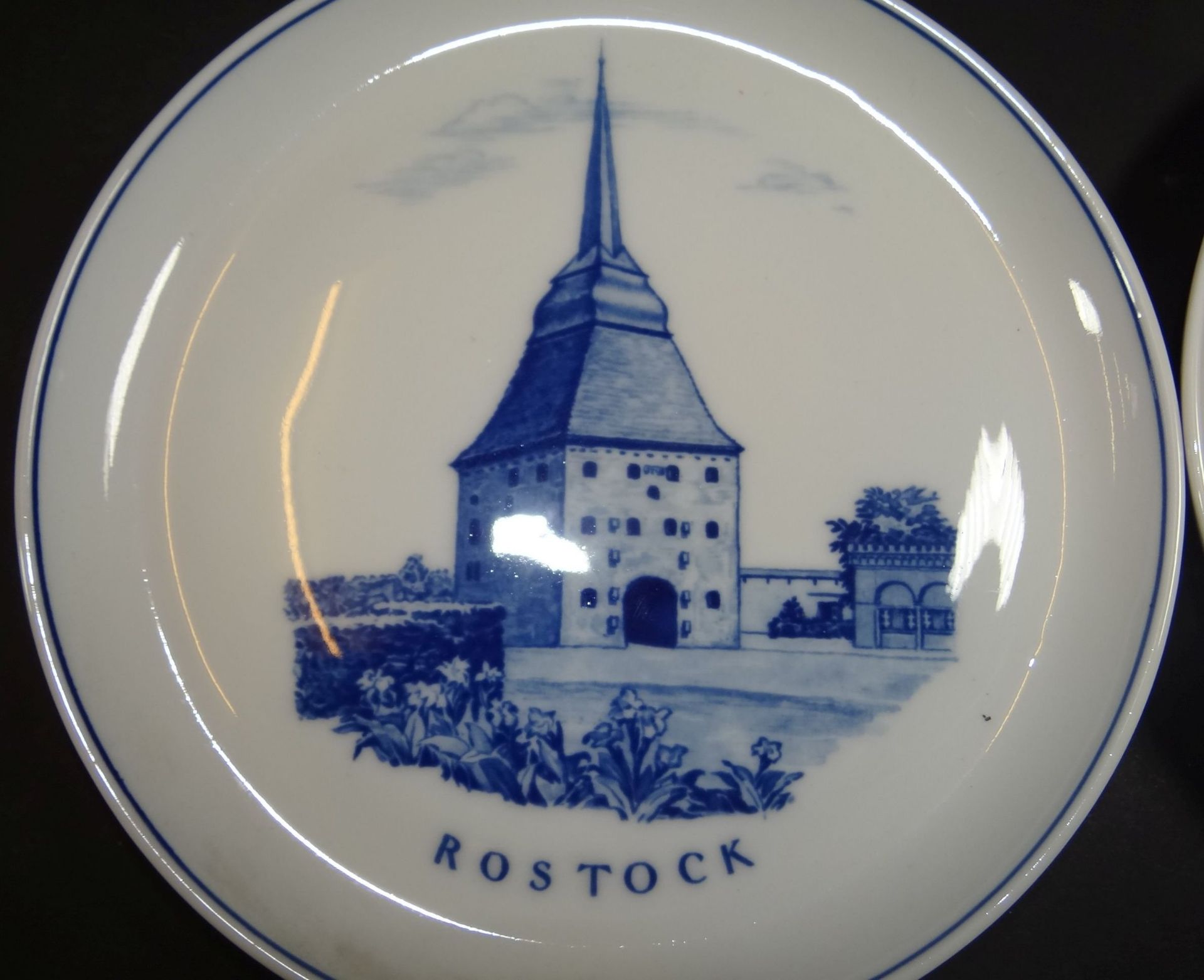 4x Meissen Ansichtenteller "Rostock", Aquatinta, 1.Wahl, D-17,5 cm - Image 2 of 5