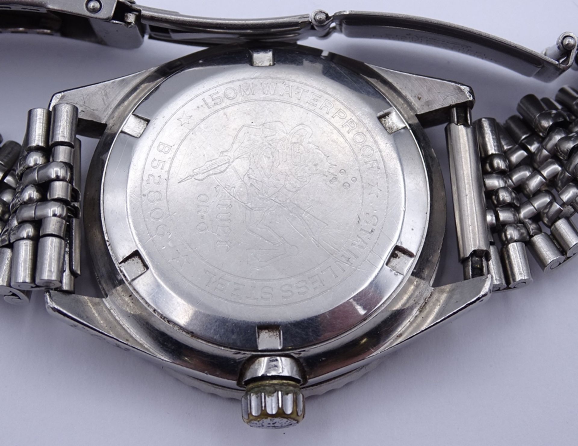 Herren Armbanduhr Citizen Diver, Cal. 5430, Automatikwerk, Werk läuft, starke Alters und Gebrauchss - Bild 6 aus 16