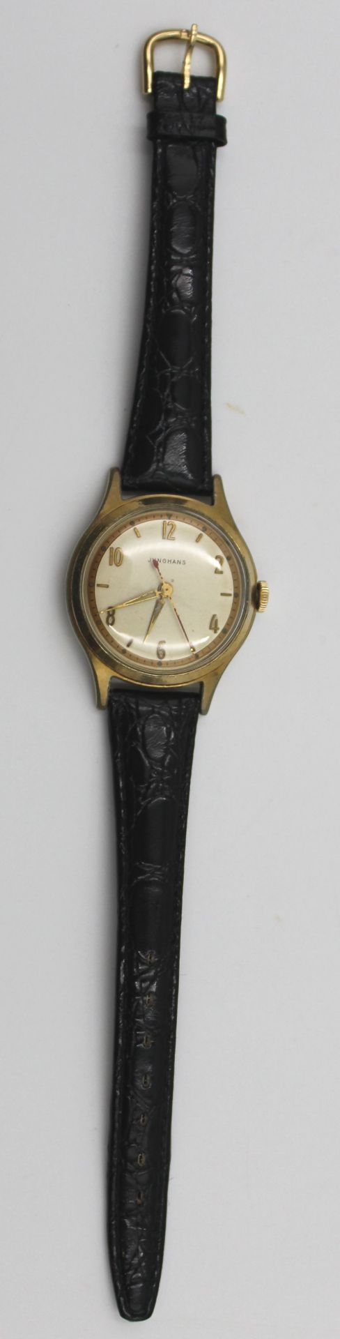 Vintage-Junghans-Armbanduhr, Handaufzug, Werk läuft, Tragespuren, D-3,5cm. - Bild 4 aus 4