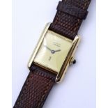 Damen Armbanduhr CARTIER TANK, mechanisch, Werk läuft, Sterling Silber 0.925 - vergoldet, Gehäuse 2