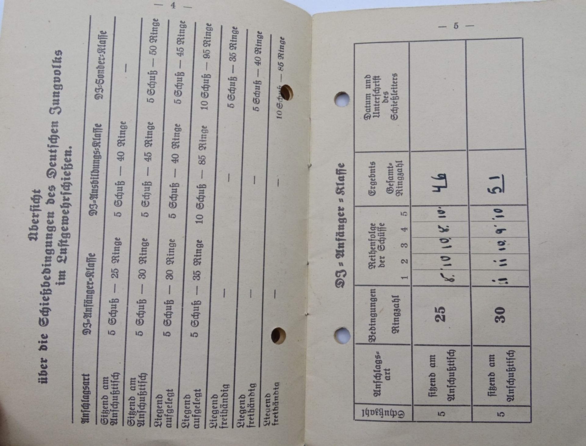 DJ in der HJ, Schießbuch (Luftgewehr) , Sonderklasse erfüllt - Bild 5 aus 11