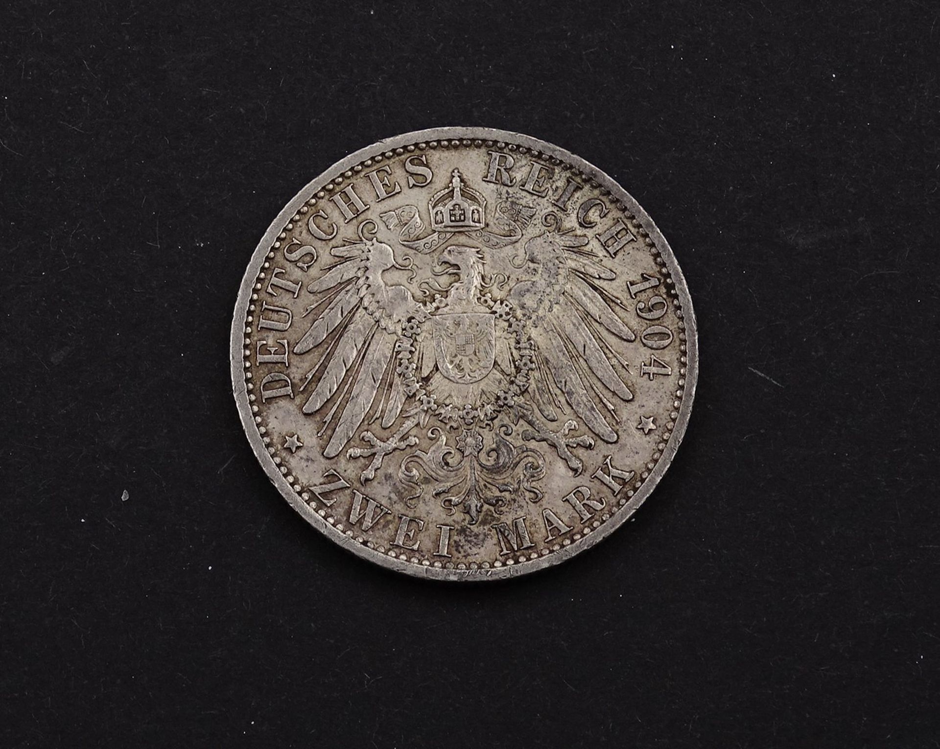 Zwei Mark 1904 Mecklenburg Schwerin, 11,10g., D. 27,9mm - Bild 2 aus 2