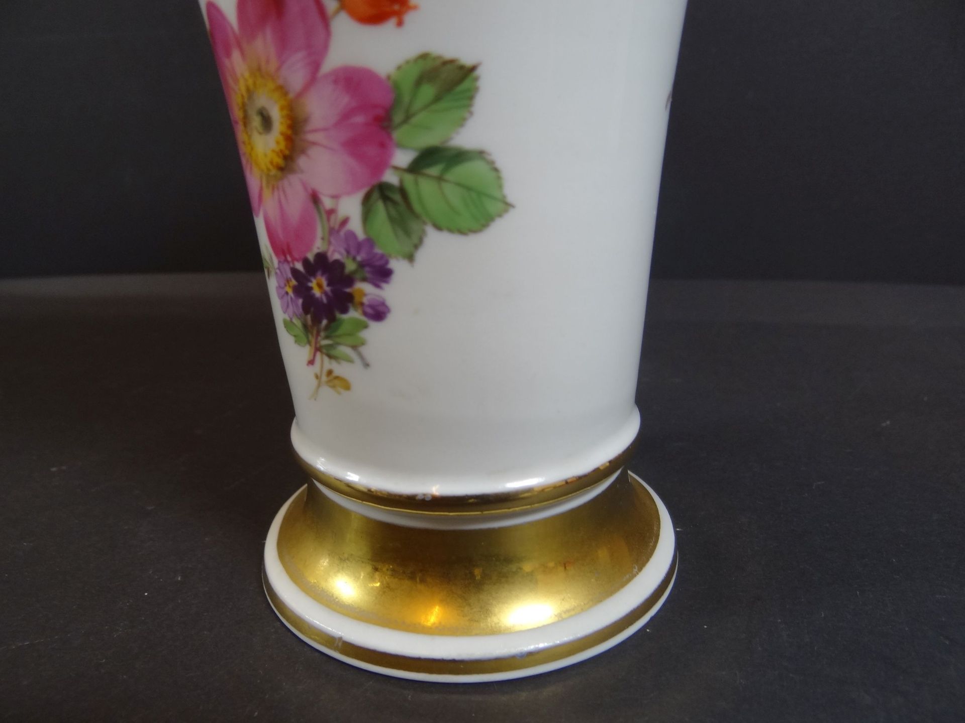 Trichtervase "Meissen" Blumendekor, 1.Wahl, H-14 cm - Bild 5 aus 5