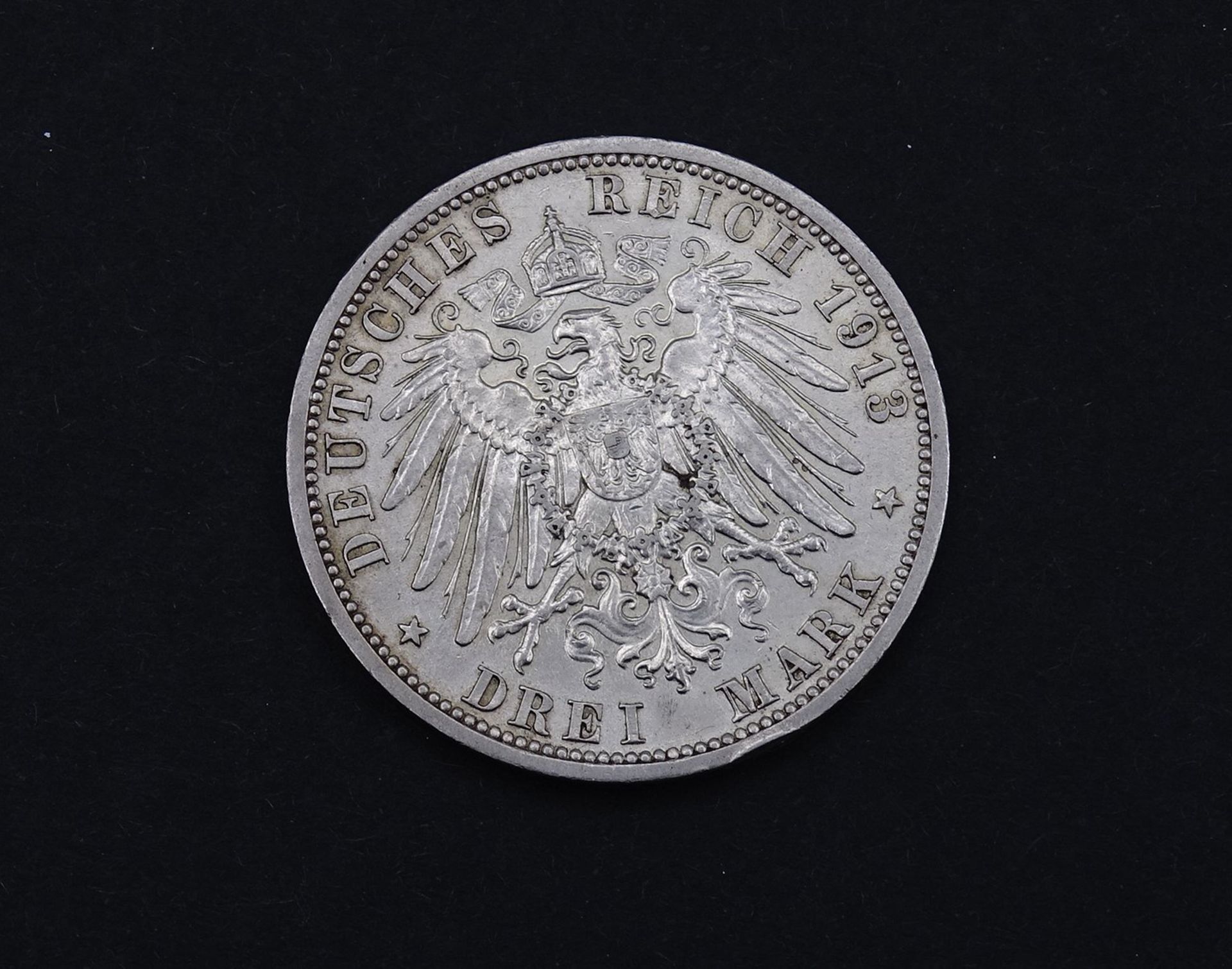 Drei Mark 1913 Wilhelm II Deutscher Kaiser König von Preussen A, 16,62g. D. 33,0mm - Bild 2 aus 2