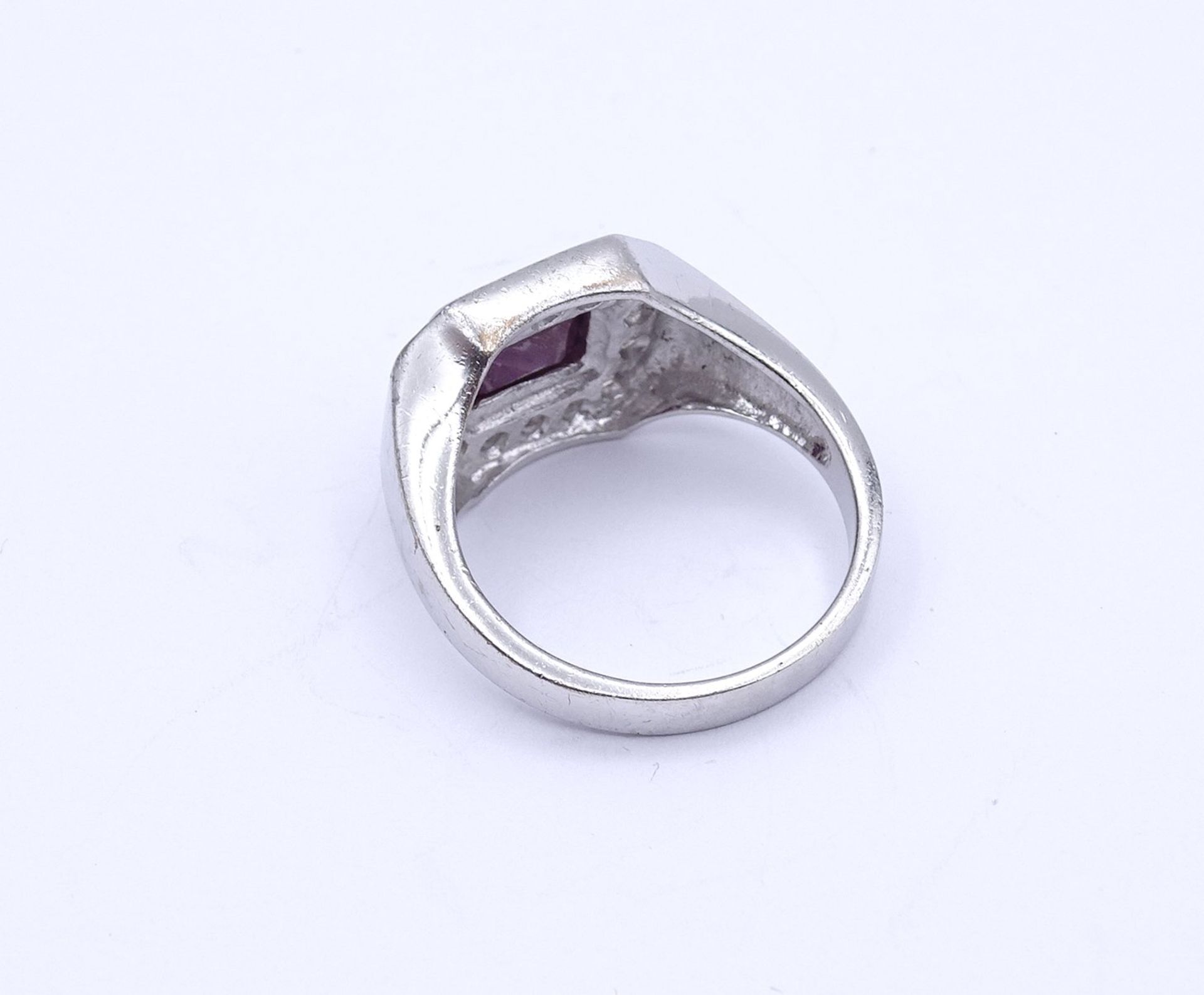 Silber Ring mit einen opaken Rubin und Zirkonia, Sterling Silber 0.925, 7,3g., RG 61 - Bild 4 aus 4