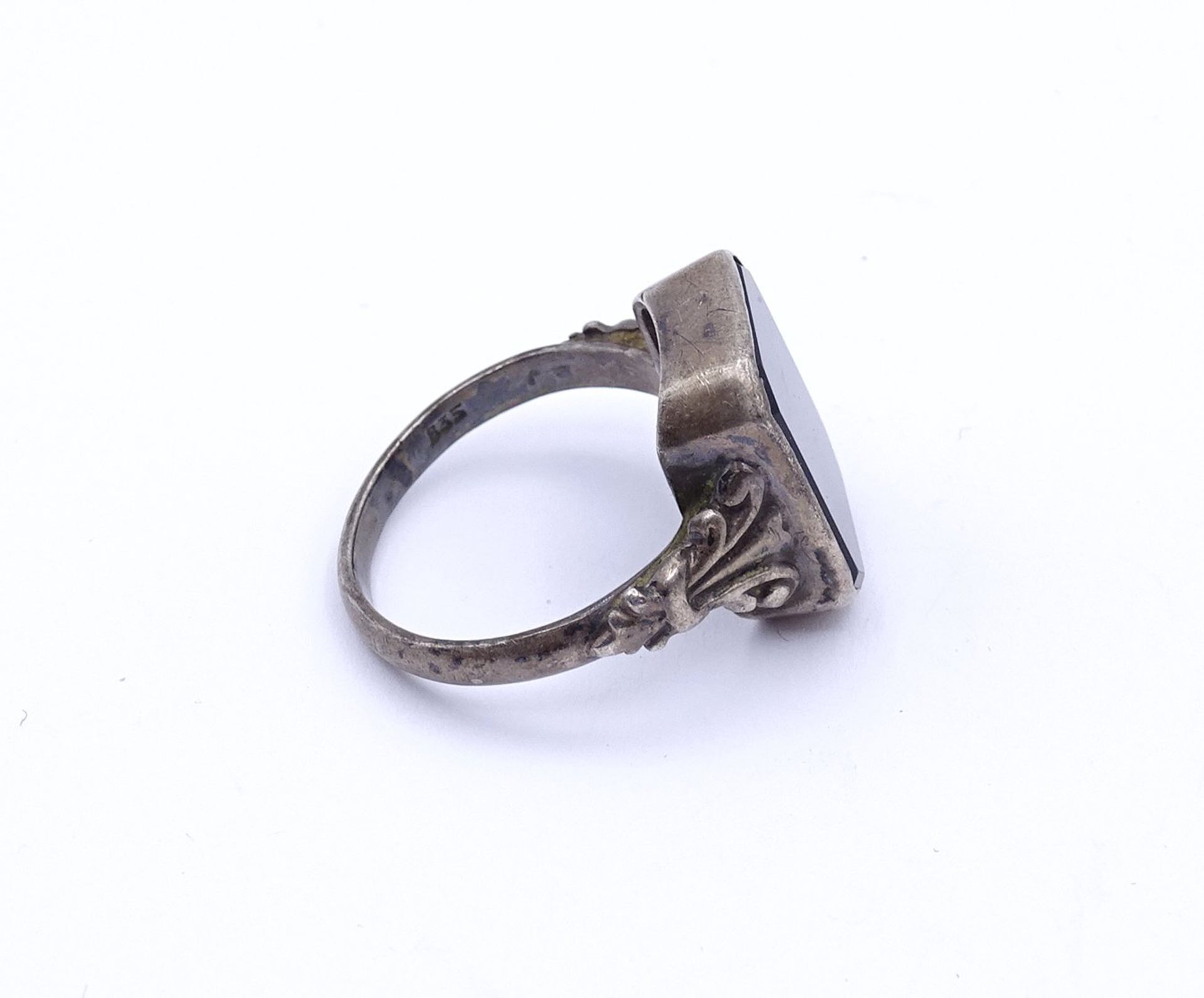 Alter Herren Ring mit Onyx, Silber 0.835, 5,9g., RG 60 - Image 3 of 4