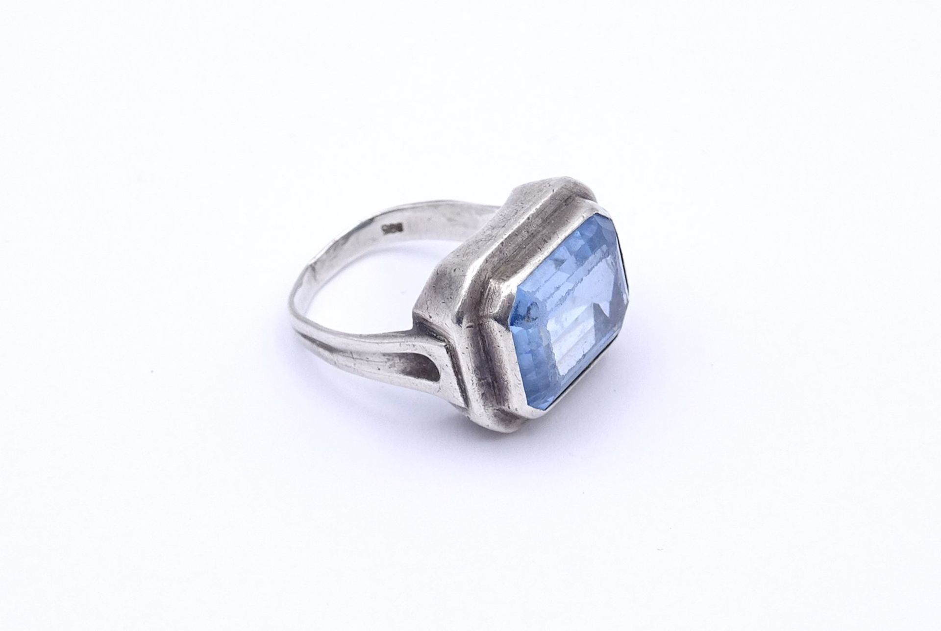 Silber Ring mit einen hellblauen Edelstein, Silber 0.835, 8,0g., RG 55 - Image 3 of 5