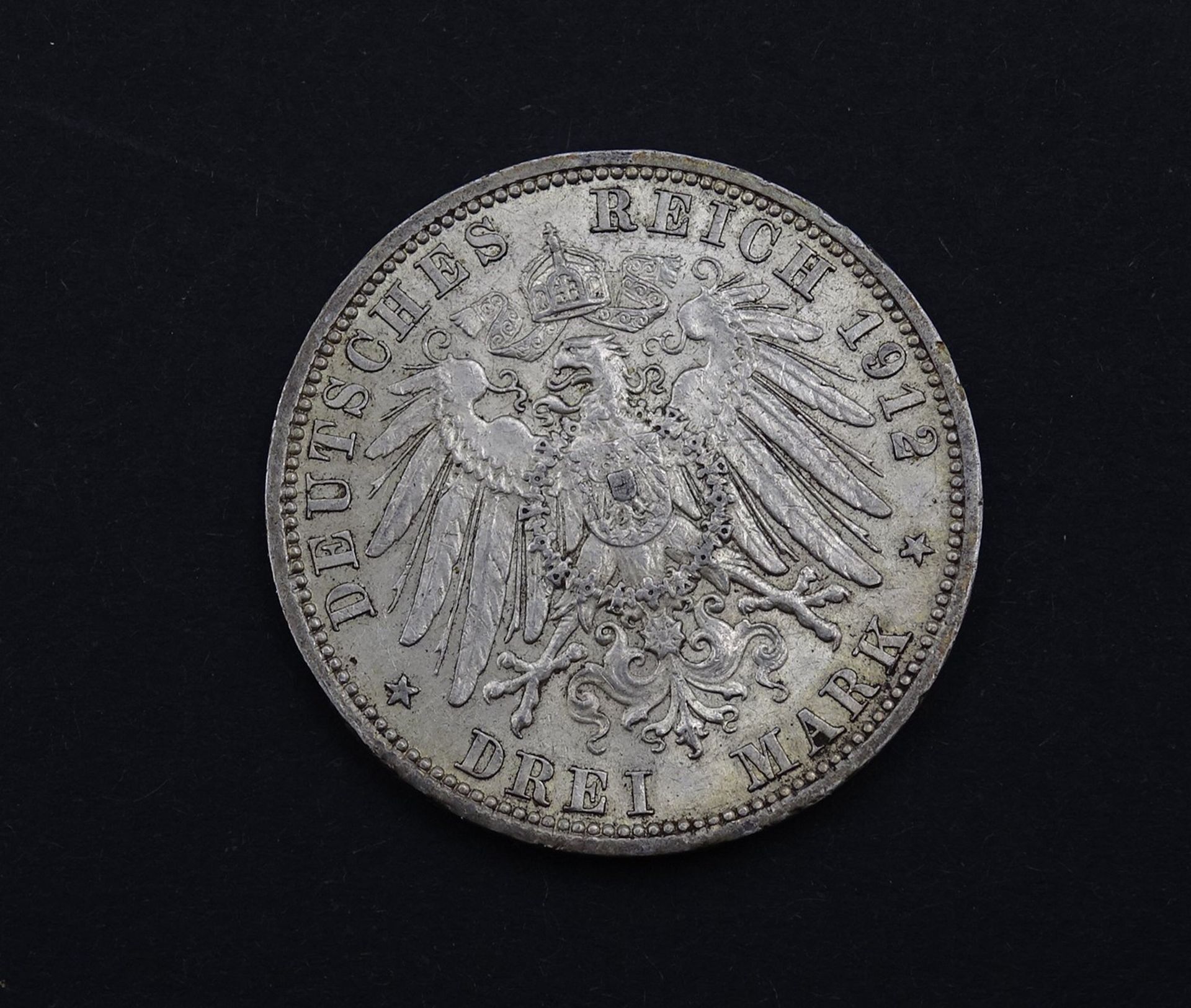 Drei Mark 1912 Wilhelm II Deutscher Kaiser König von Preussen A, 16,62g.,D. 33,0mm - Bild 2 aus 2