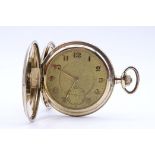 Herren Taschenuhr Lanco, mechanisch,Werk läuft, goldfarbenes Gehäuse, D.51,6mm, Glas fehlt