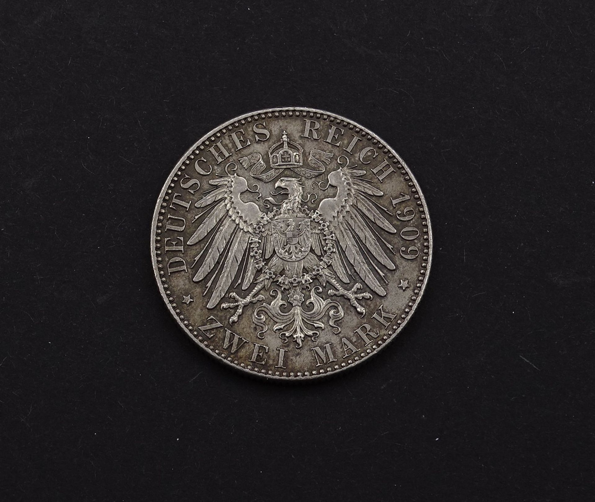 Zwei Mark 1909 Universität Leipzig , 11,04g.,D. 27,9mm - Bild 2 aus 2