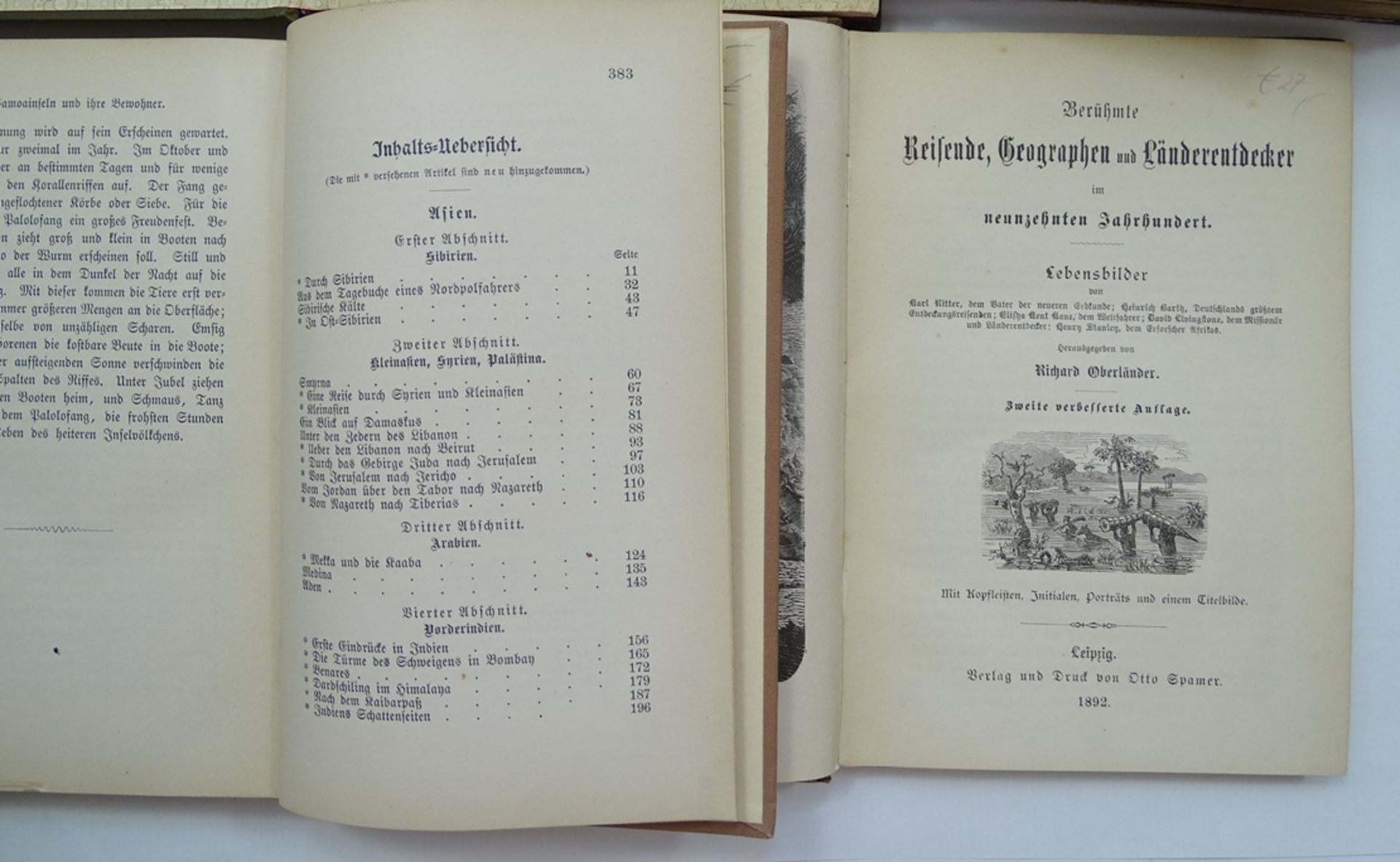 4 Bände Reiseliteratur, erschienen zwischen 1890-1901, Einbände mit Altersspuren, 1x Seite zur Hälf - Image 3 of 7
