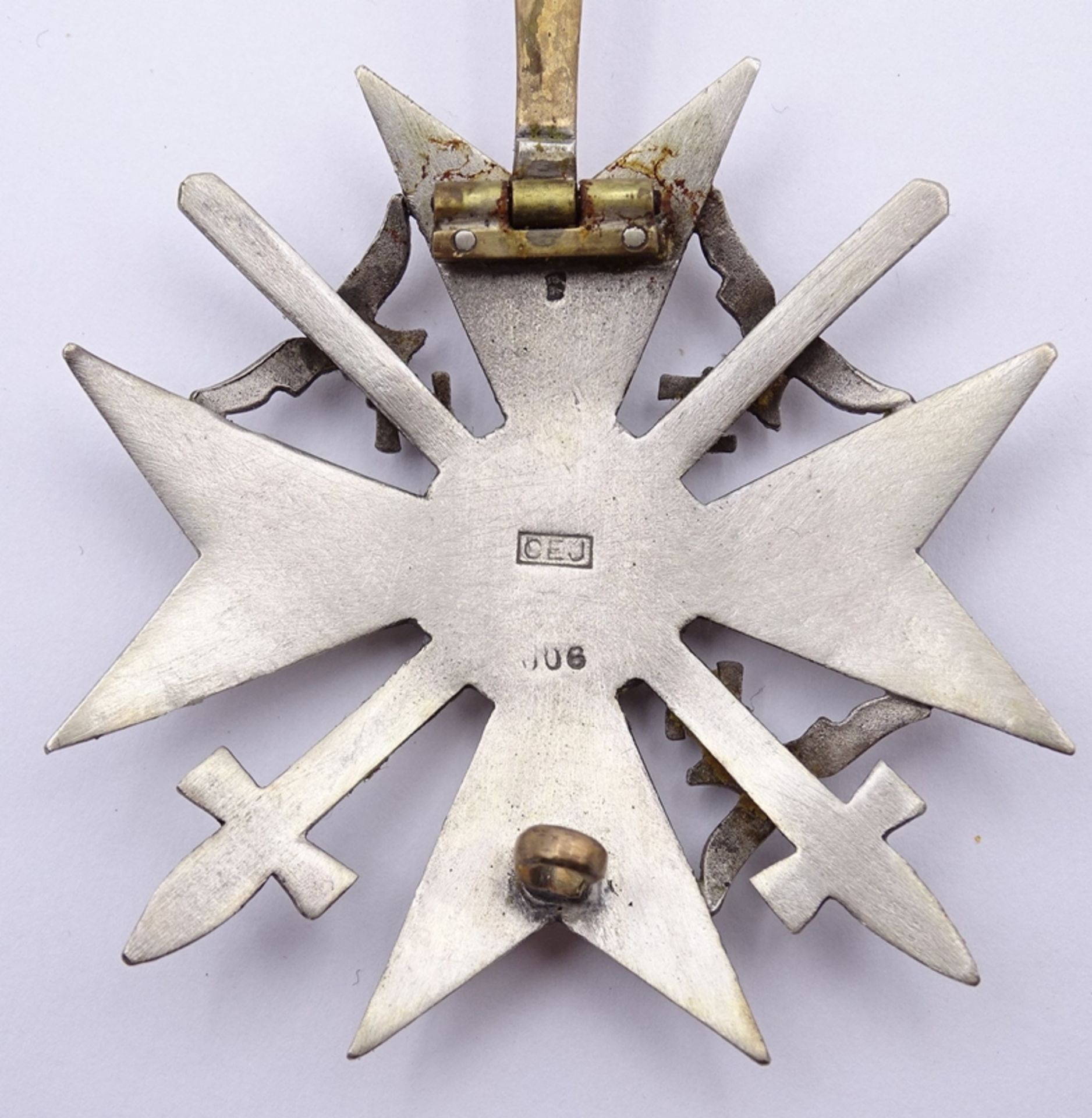 Spanienkreuz in Silber mit Schwertern, ein Adler fehlt, Original? Silber (gepr.) - Bild 4 aus 4
