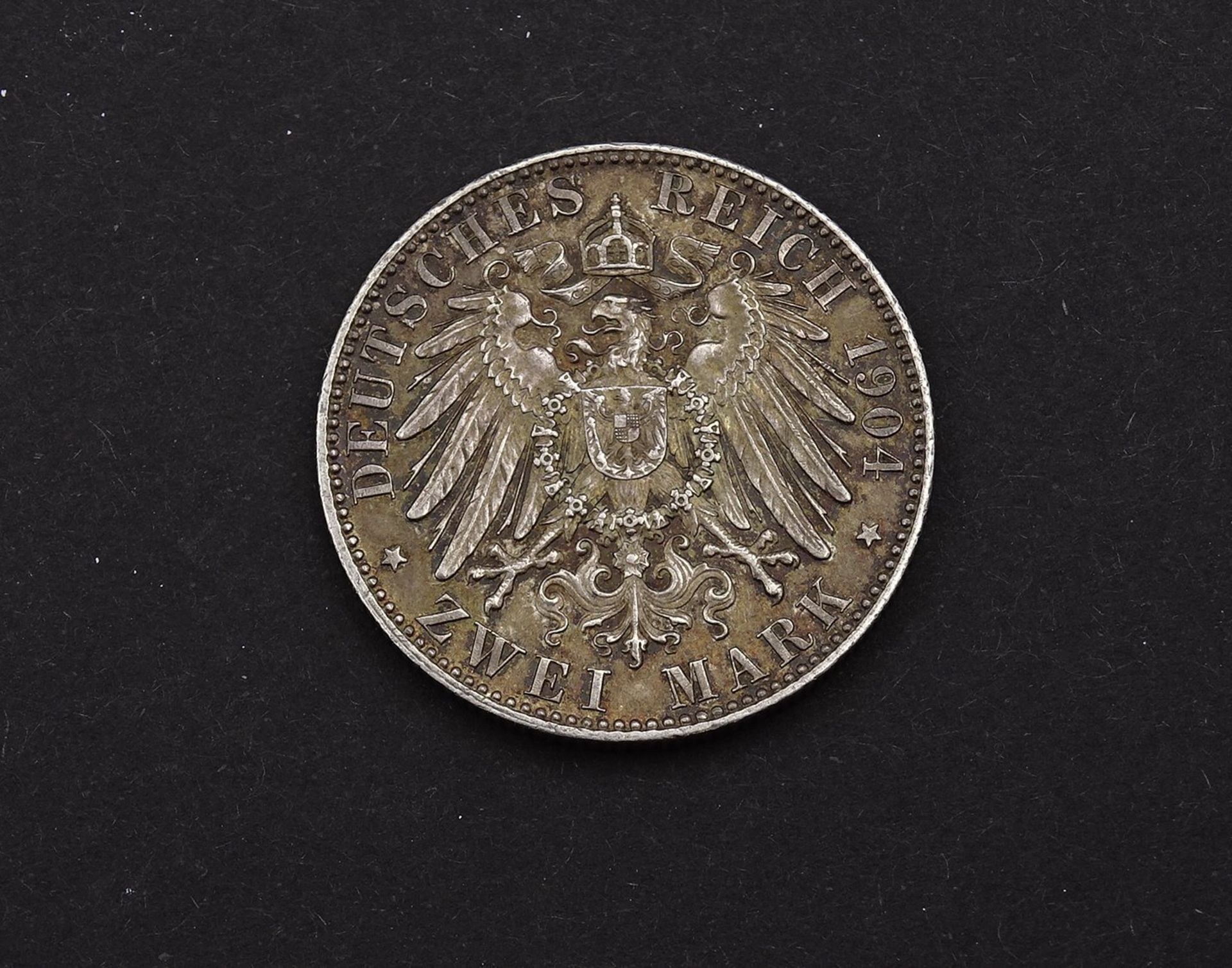 Zwei Mark 1904 Georg König von Sachsen E, Auf den Tod des Königs, 11,10g., D. 27,9mm - Bild 2 aus 2