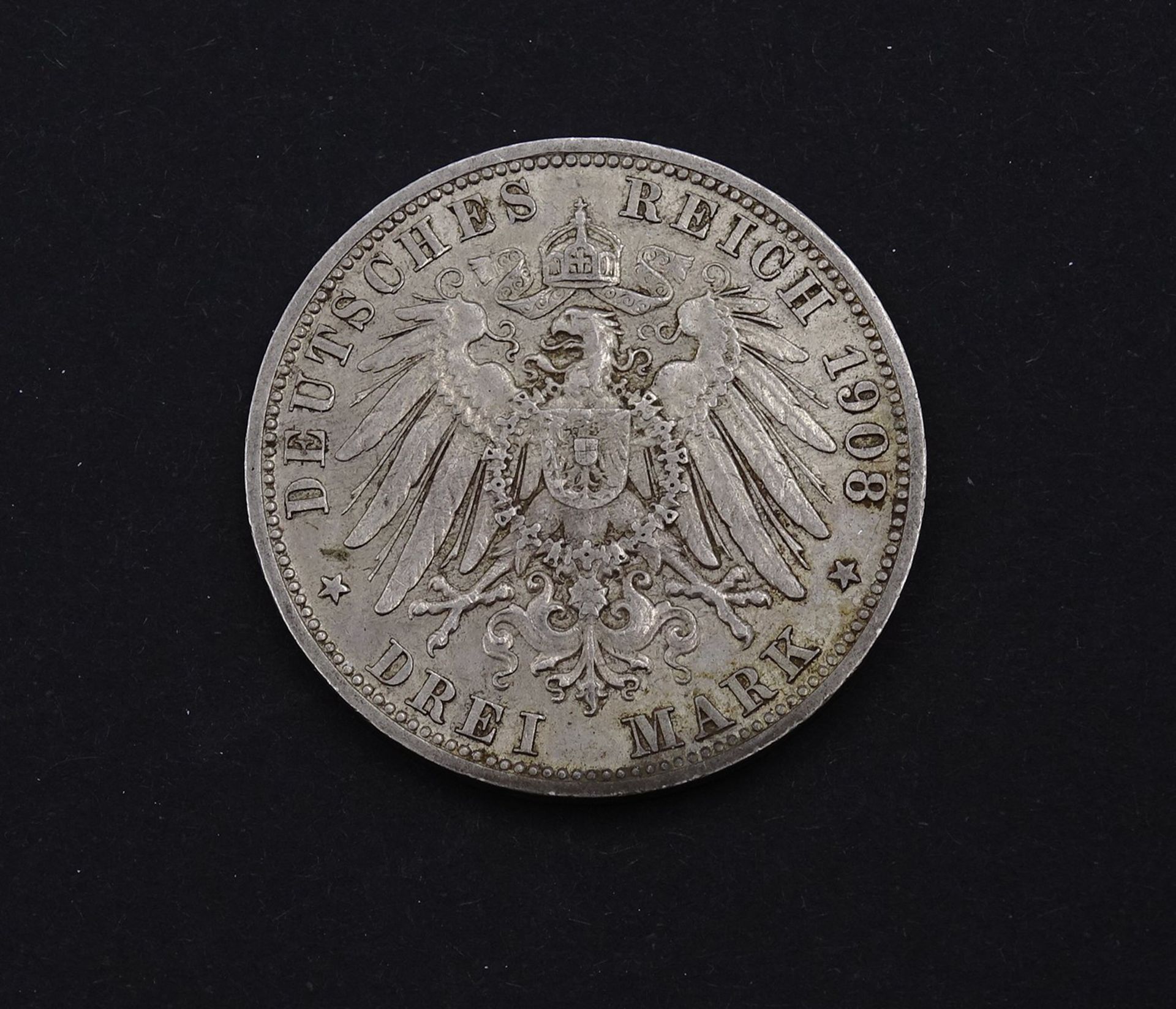 Drei Mark 1908 Otto König von Bayern D, 16,63g., D. 33,0mm - Bild 2 aus 2