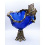 Kunstglas Vase , Frankreich? mit goldfarbenes Overlay, Bronze?unleserlich signiert, H. 28cm, B. 20c