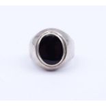 Herren Silber Ring mit Onyx, Sterling Silber 0.925, etwas verbogene Schiene, 10,2g., RG 64