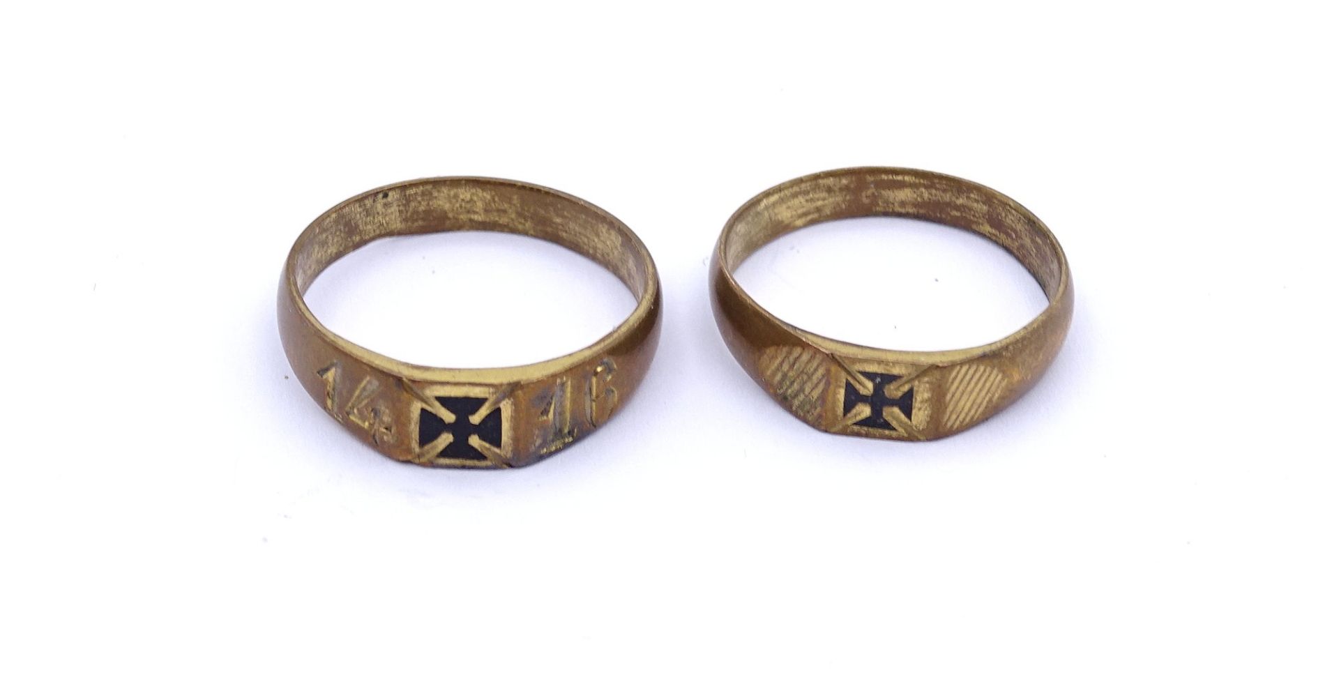 2 patriotische Ringe, 1x datiert , Alters- und Gebrauchsspuren - Bild 2 aus 4