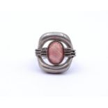 835er Silber Ring mit Rhodochrosit, 9,0g., RG 54