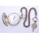Alte Herren Taschenuhr, Schlüsselwerk,Silber, Werk läuft,D. 50,5mm,anbei massive Sterling Uhrenkett