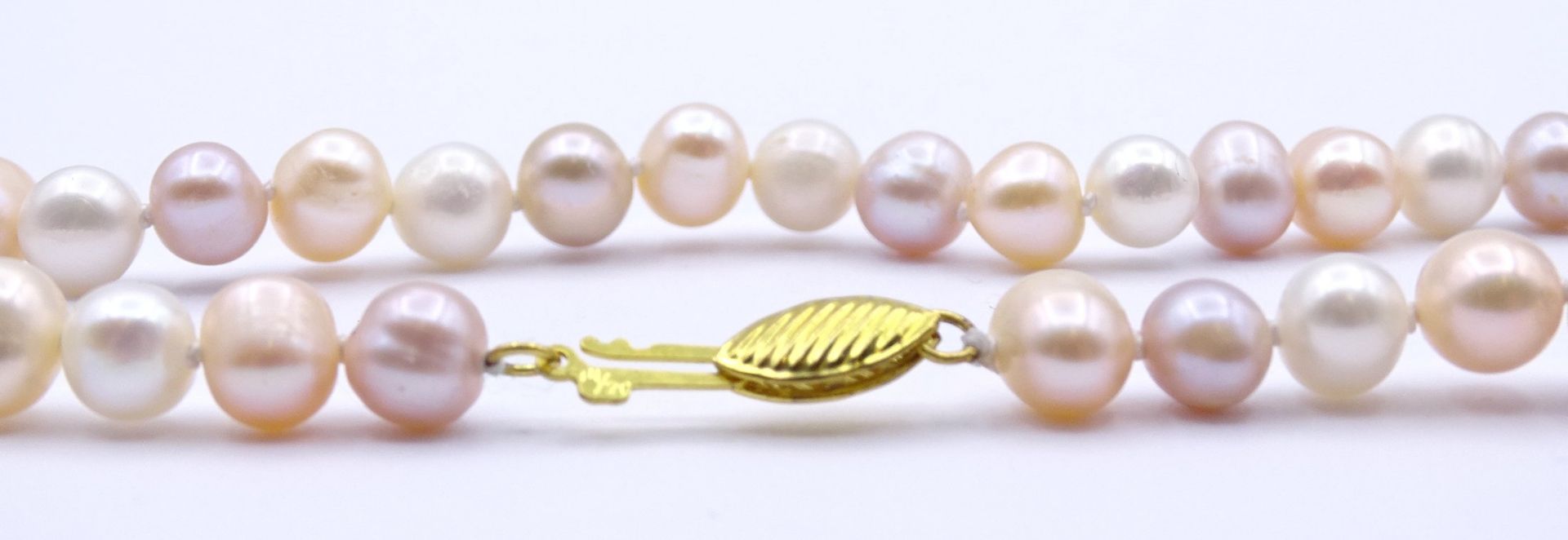 Perlen Halskette mit Steckschließe,L. 46cm, 32,6g. - Bild 4 aus 4