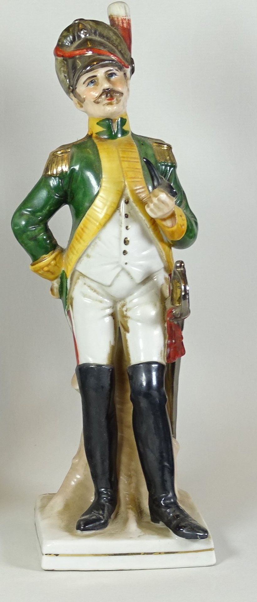 Offizier Figur mit Pfeife,ungemarkt, H. 25cm,Alters- und Gebrauchsspuren