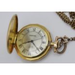 neuzeitl. Taschenuhr, Prätina, Handaufzug, Werk läuft, goldfarben, D-4cm, an Kette