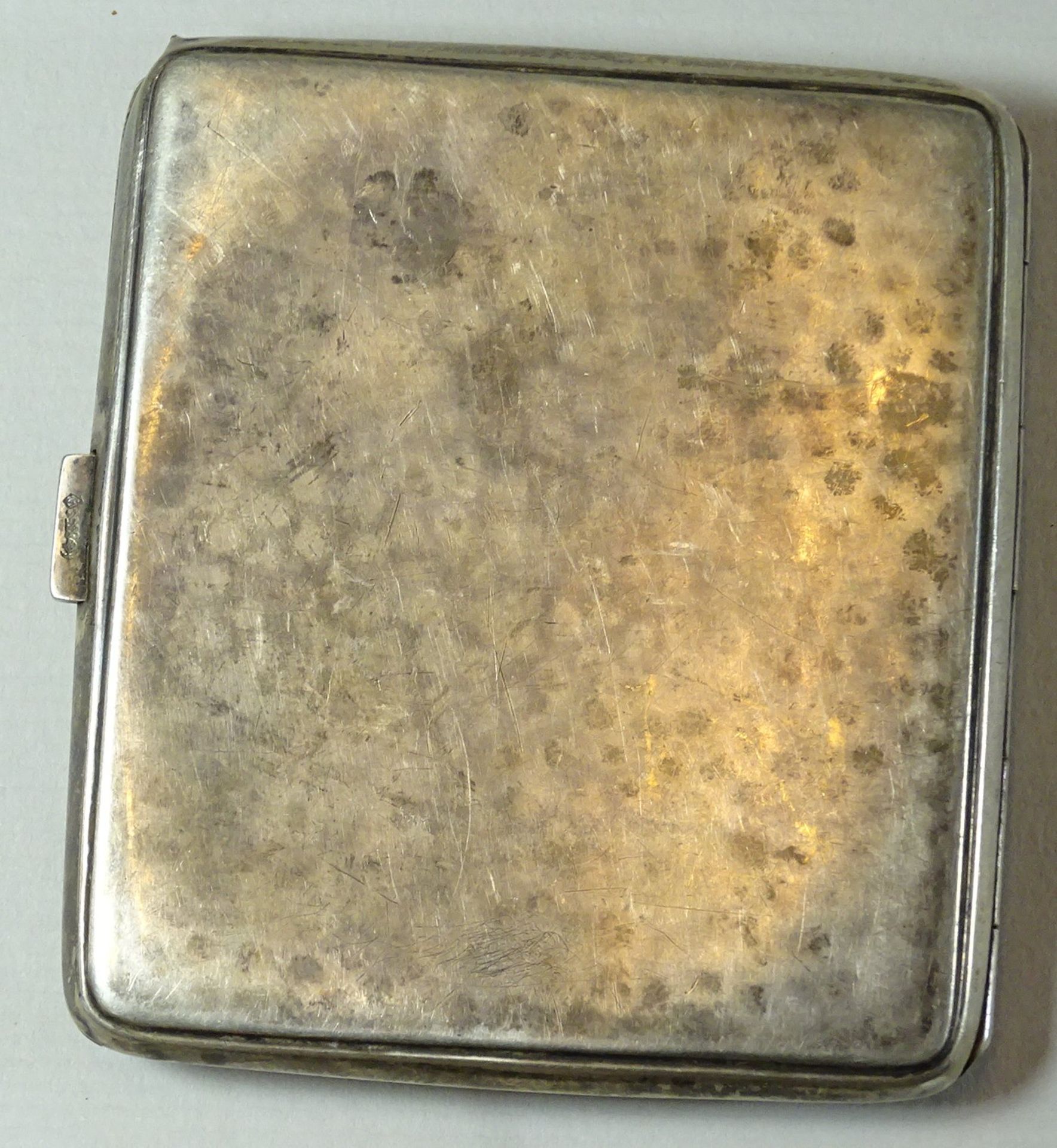 Zigaretten Etui 2.WK mit Totenkopf,wohl SS, Innen Ritzsignatur, Silber 0.835 - Bild 3 aus 6