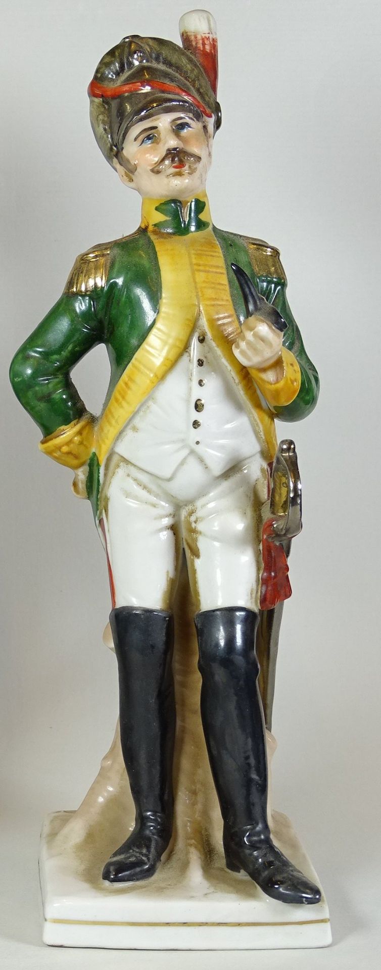 Offizier Figur mit Pfeife,ungemarkt, H. 25cm,Alters- und Gebrauchsspuren - Bild 2 aus 4