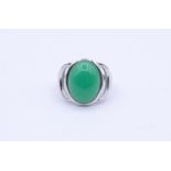 Silber Ring mit Chrysopras Cabochon, Sterling Silber 0.925, 5,9g., RG 53/54