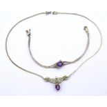 Collier und Armband, Silber 0.835 - vergoldet, mit oval facc. Amethysten, zus. 18,5g. L. 42 und 19c