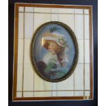 Miniaturmalerei "Lady Hamilton", Beinrahmen beschädigt, 14x11,5 cm