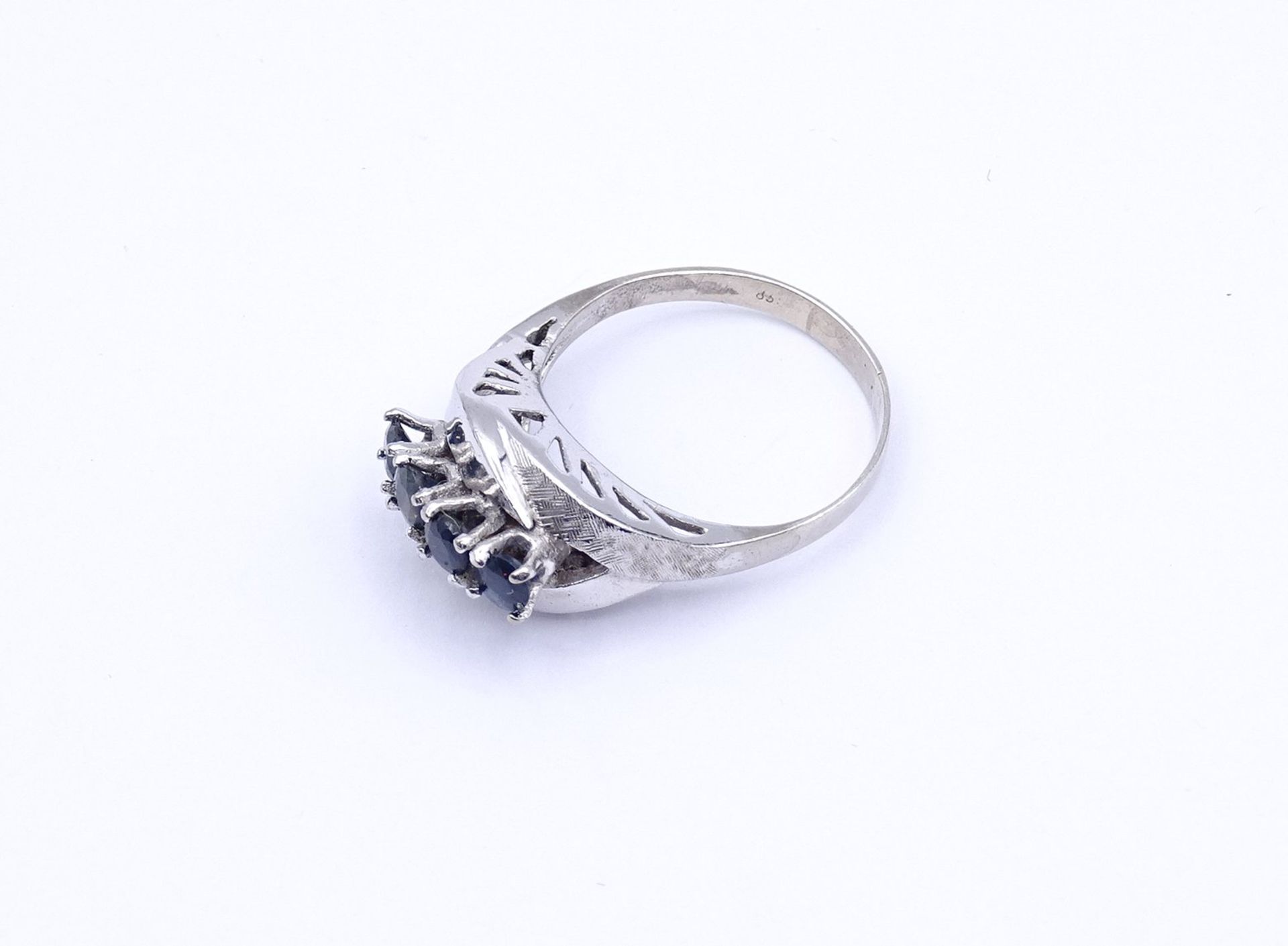 835er Silber Ring mit 4 rund facc. Saphiren, 4,6g., RG 60 - Bild 3 aus 4
