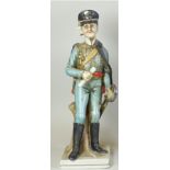 Offizier Figur mit Banderole ,ungemarkt, H. 25cm, Alters- und Gebrauchsspuren