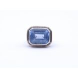 Silber Ring mit einen hellblauen Edelstein, Silber 0.835, 8,0g., RG 55