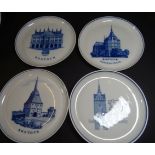 4x Meissen Ansichtenteller "Rostock", Aquatinta, 1.Wahl, D-17,5 cm