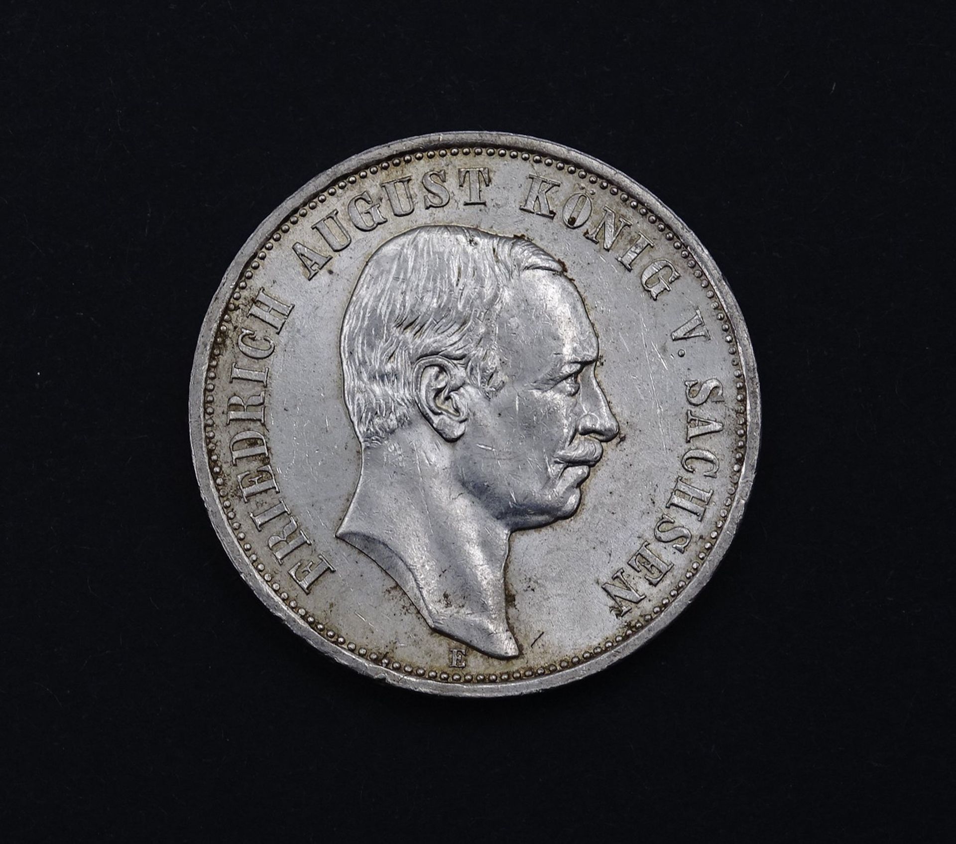 Drei Mark 1911 Friedrich August König von Sachsen E, 16,61g.,D. 33,0mm