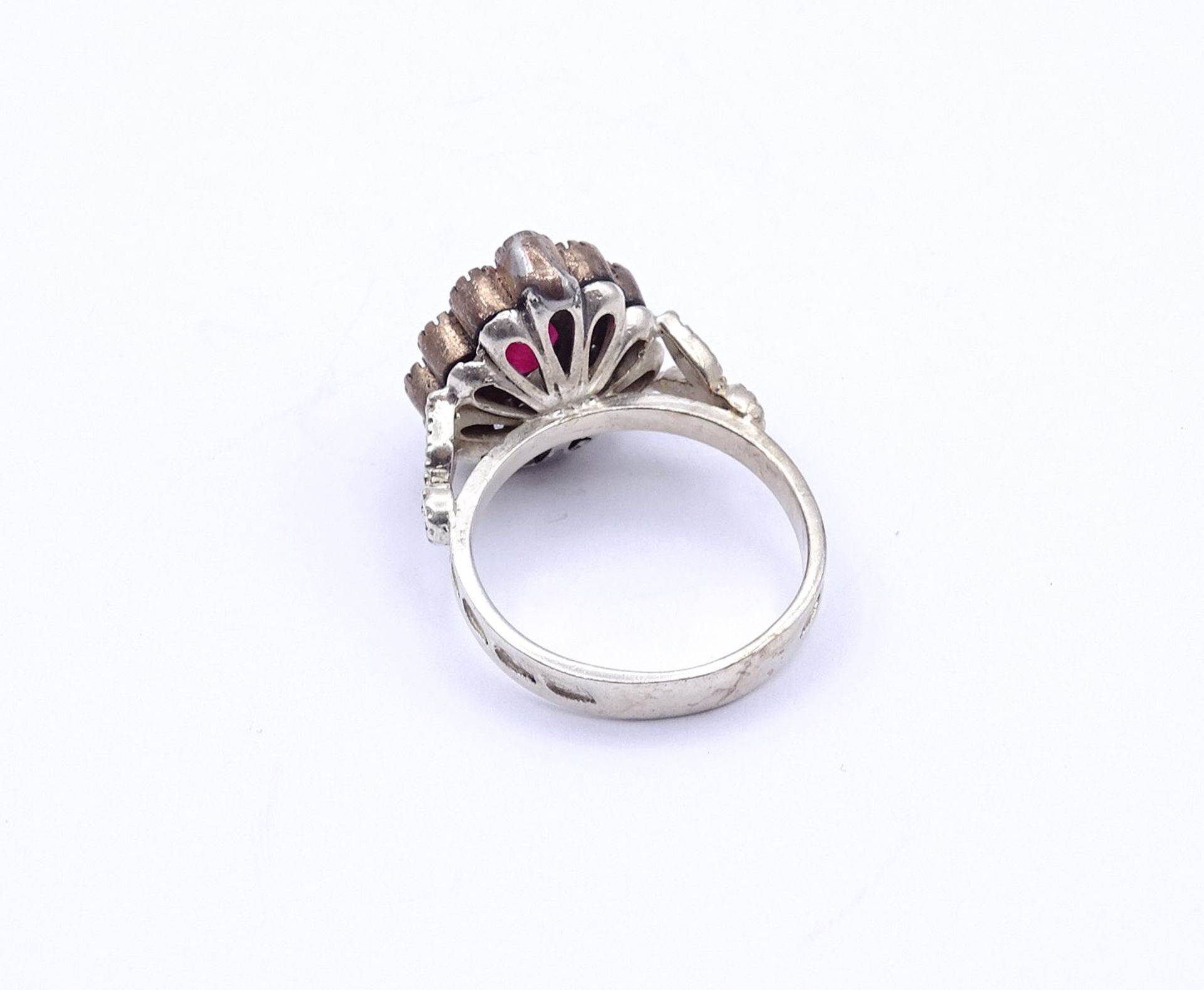 Silber Ring mit Rubin und weißen Steinen, 5,8g., RG 55 - Bild 4 aus 4