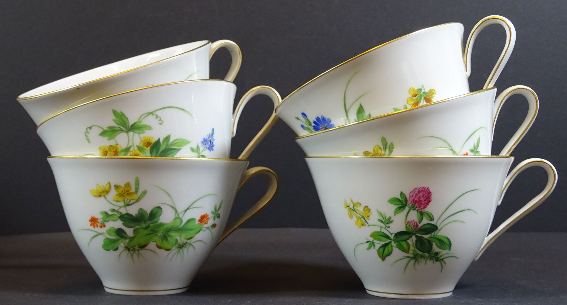 Kaffee/Tee Service "Meissen" für 6 Personen, 23 tlg. Schwertermarke, 1.Wahl, seltenes Blumendekor, - Image 12 of 12