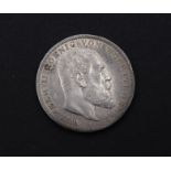 Drei Mark 1909 Wilhelm II König von Württemberg F, 16,60g.,D. 33,1mm